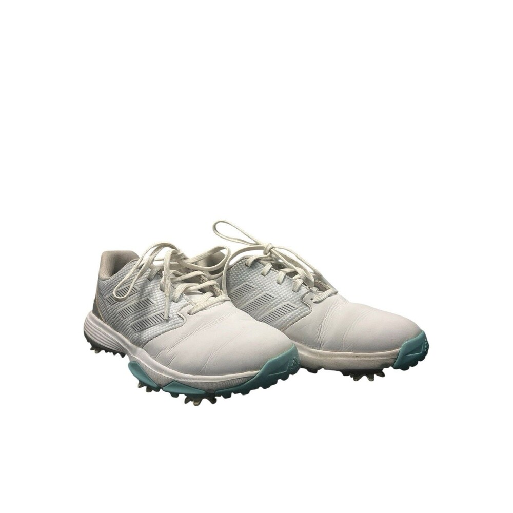 Kids Golf Shoes Size 3.5 Adidas Junior Leather GrayTeal Spiked  Traction Cleats
